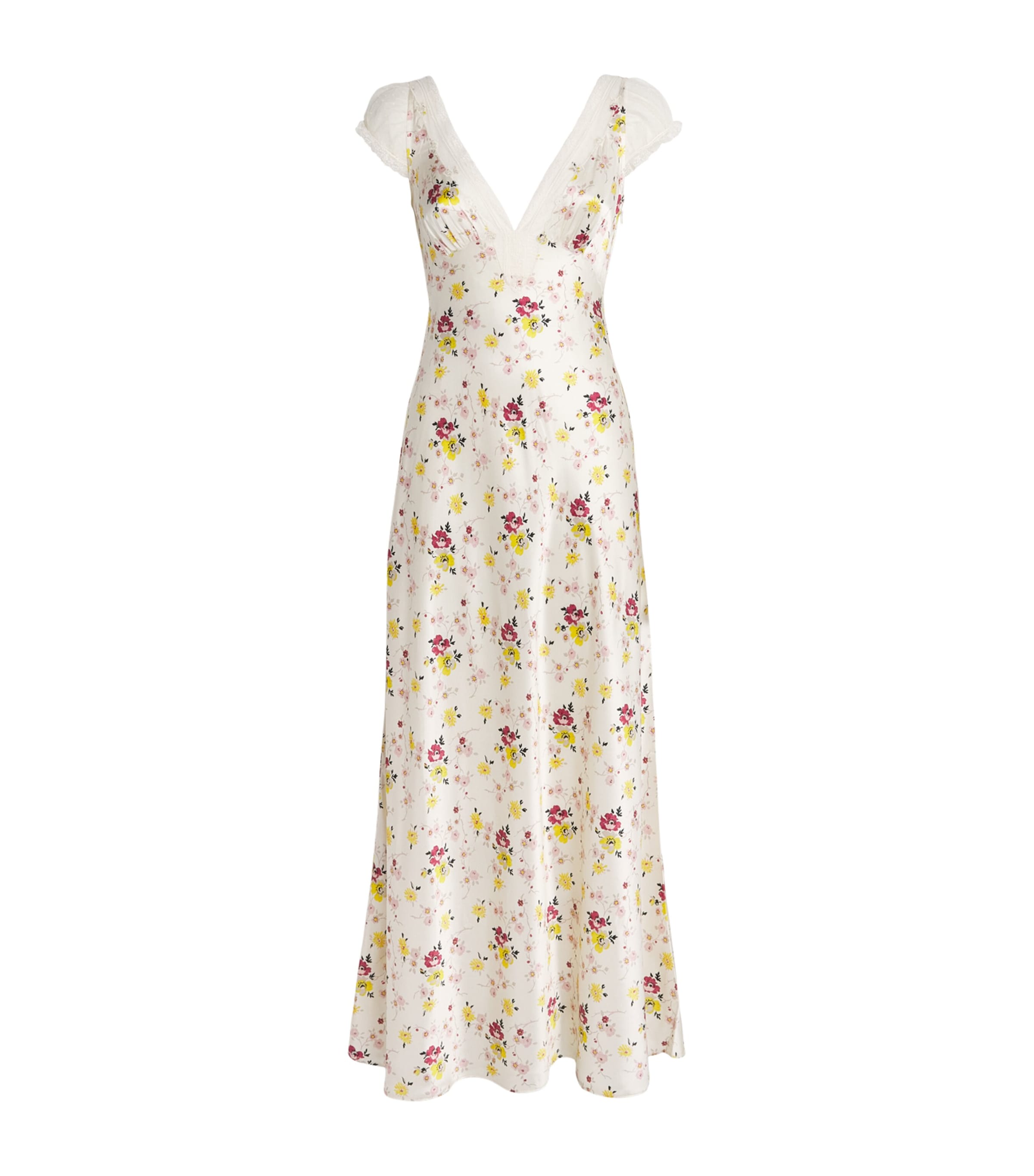 DÔEN Womens Silk Floral Corelia Maxi Dress Sweetbriar Floral