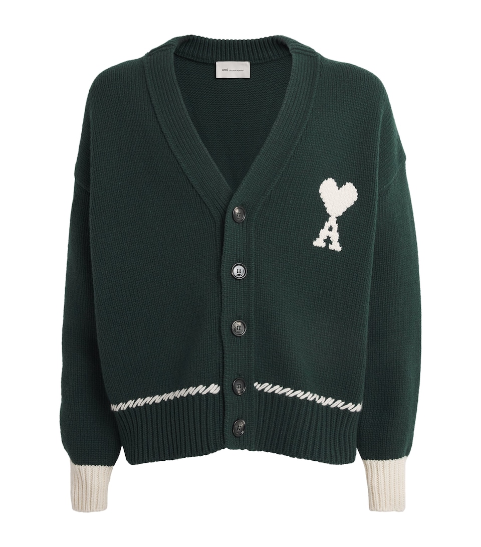 Wool-Blend Whipstitch Logo Cardigan