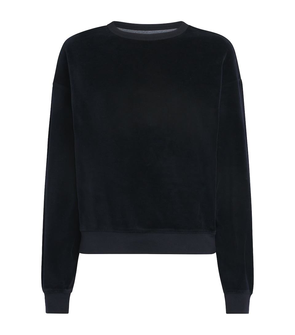 Citizens of Humanity Womens Velour Crew-Neck Sweater Nott Notte Dk Navy