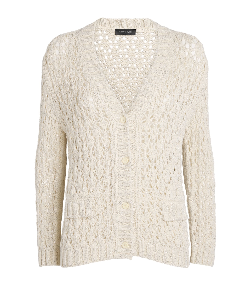 Open-Work Sequinned Cardigan