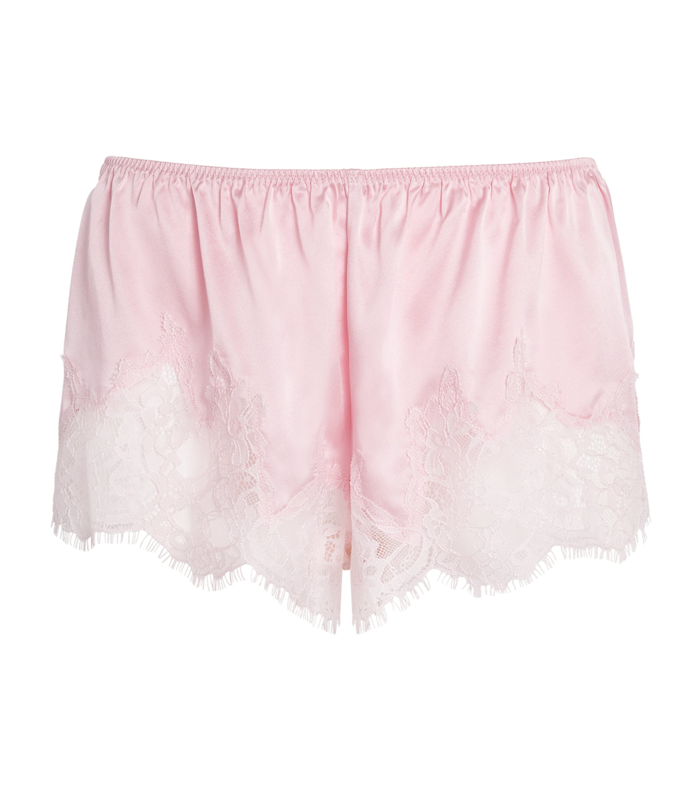 Skims Womens Stretch-Silk Lace-Trim Shorts Peony Tonal
