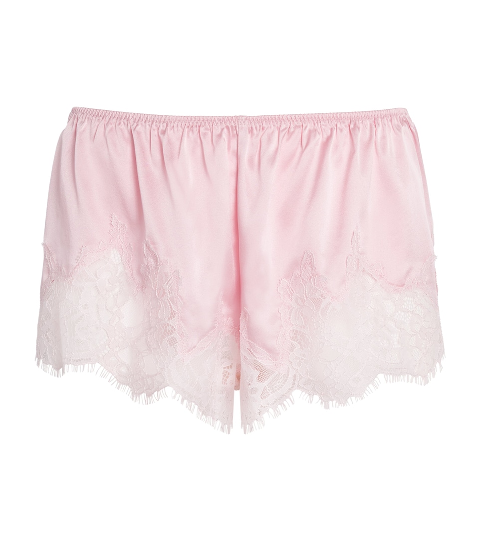 Skims Womens Stretch-Silk Lace-Trim Shorts Peony Tonal