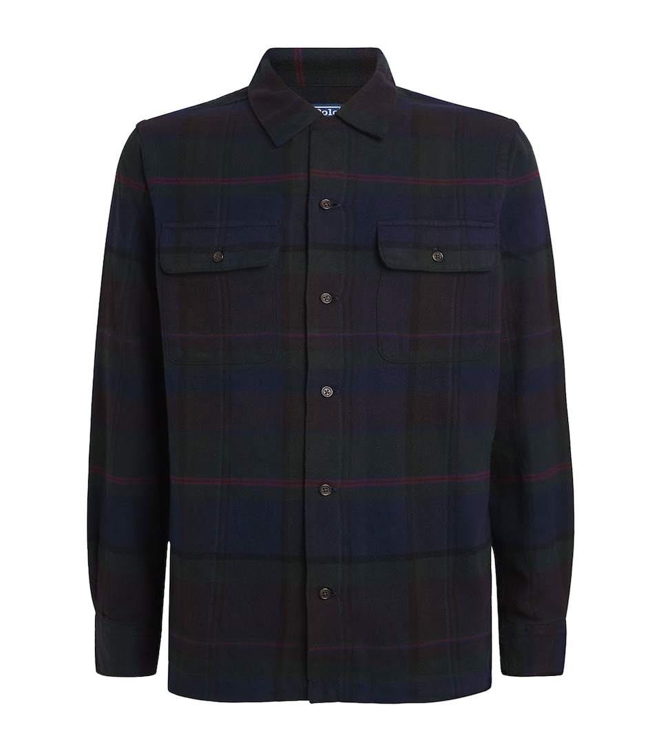 Polo Ralph Lauren Mens Cotton Plaid Overshirt Olive Ryal Mlt