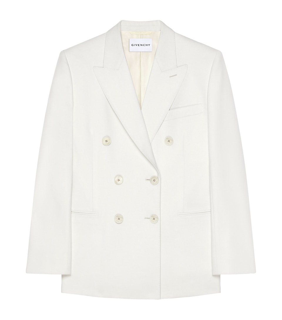 Givenchy Womens Wool-Mohair Double-Breasted Blazer White