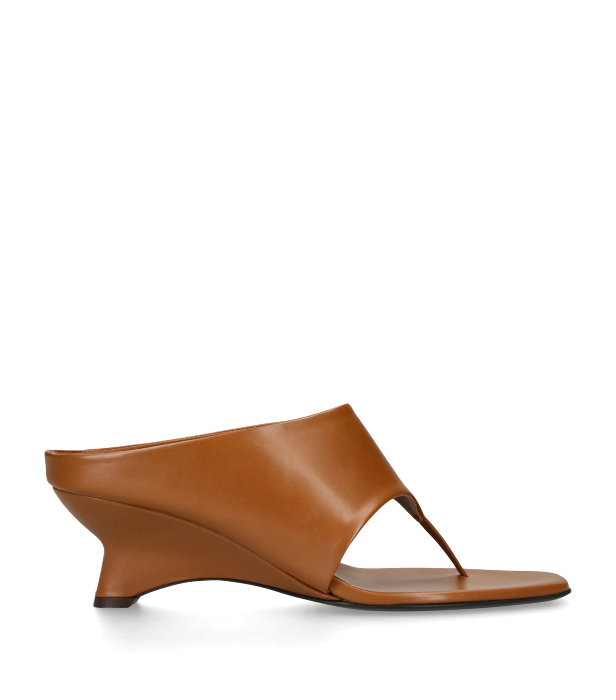 Khaite Leather Marlow Heeled Mules 55 Mid Brown
