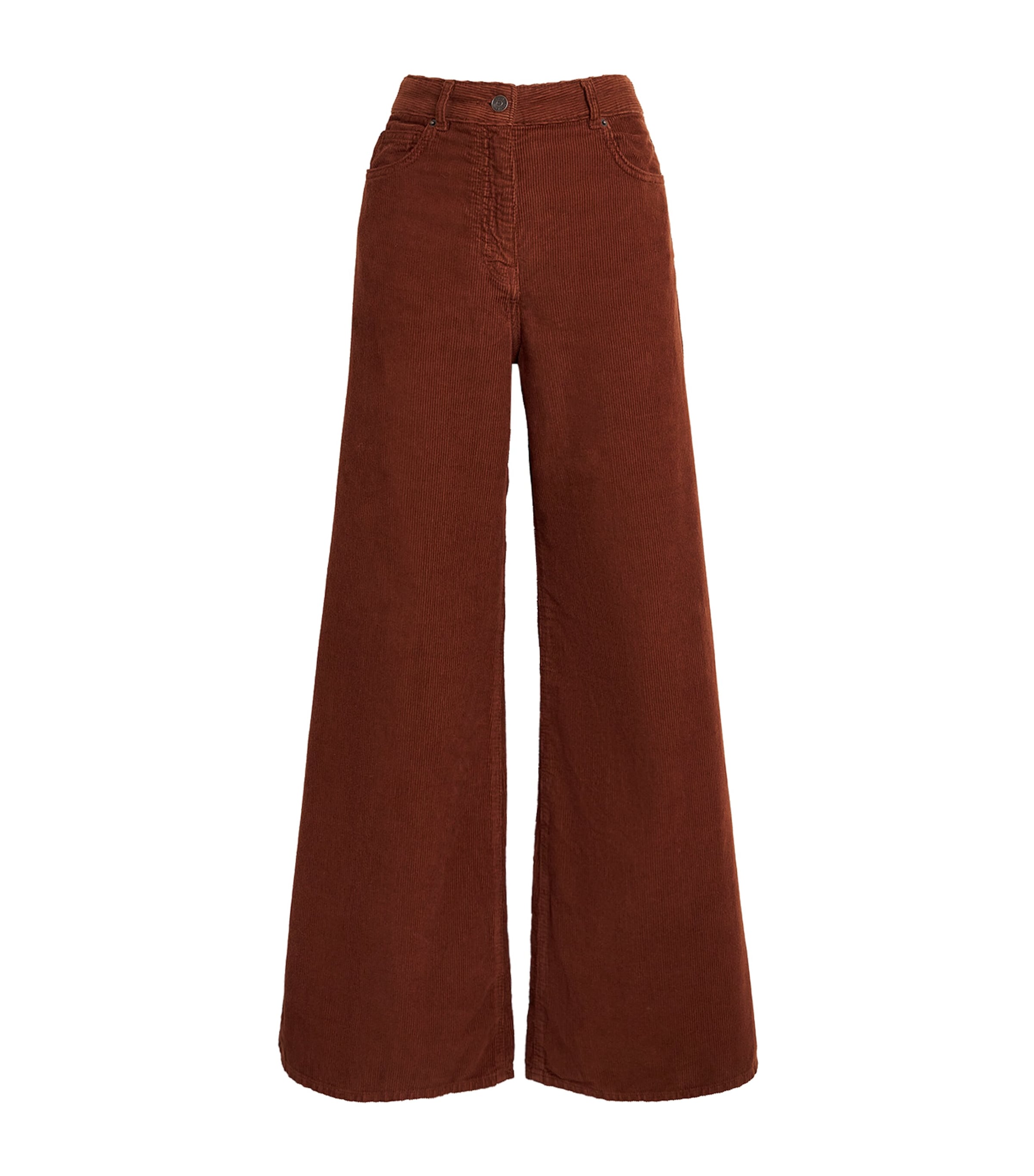ME+EM Womens Corduroy Super Flare Trousers Pecan Brown