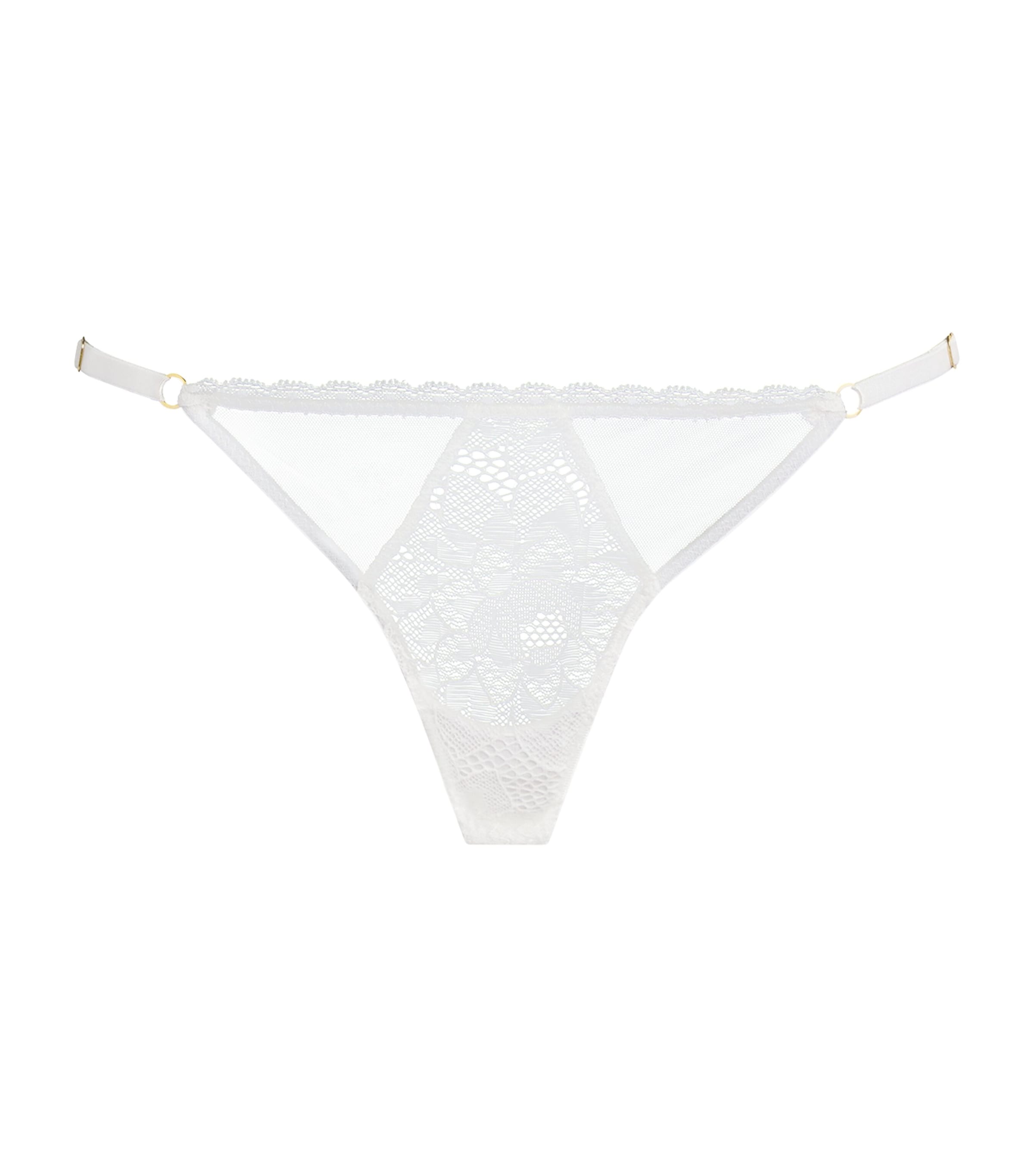 Kiki de Montparnasse Womens Lace Dahlia Thong Ivory