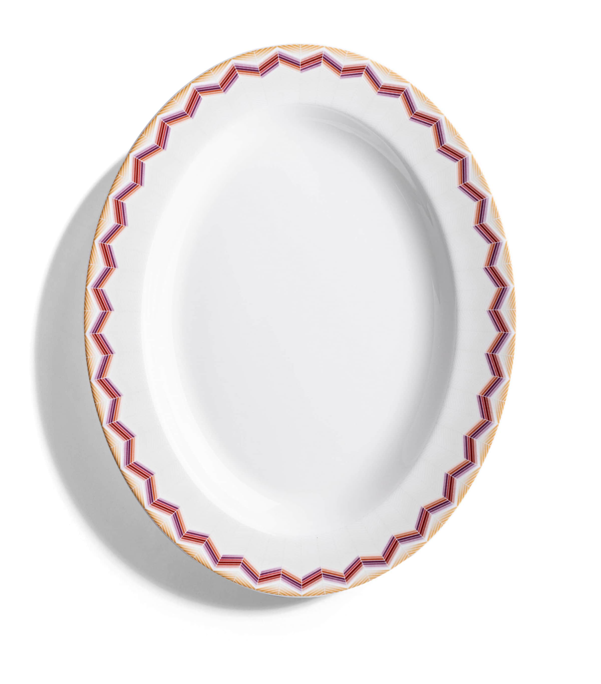 Porcelain Zigzag Jarris 156 Oval Plate (36cm)