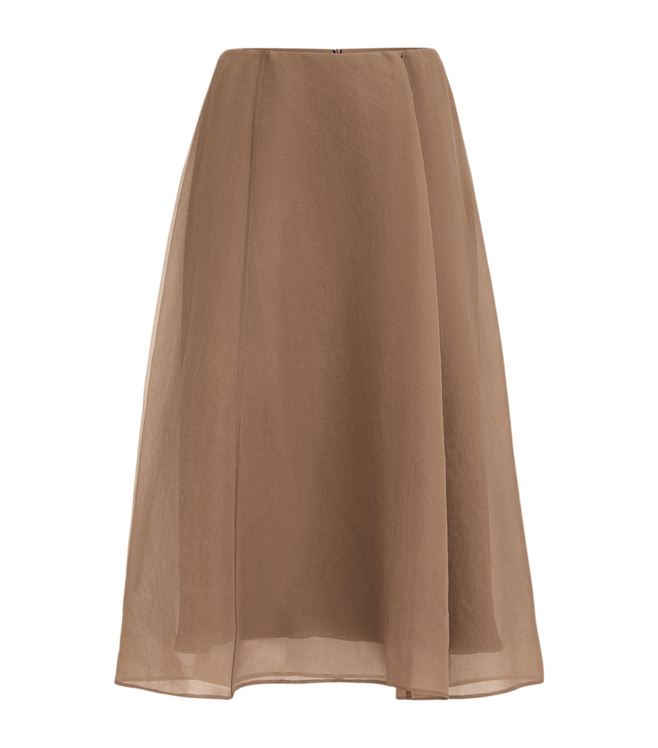 Brunello Cucinelli Womens Silk Midi Skirt