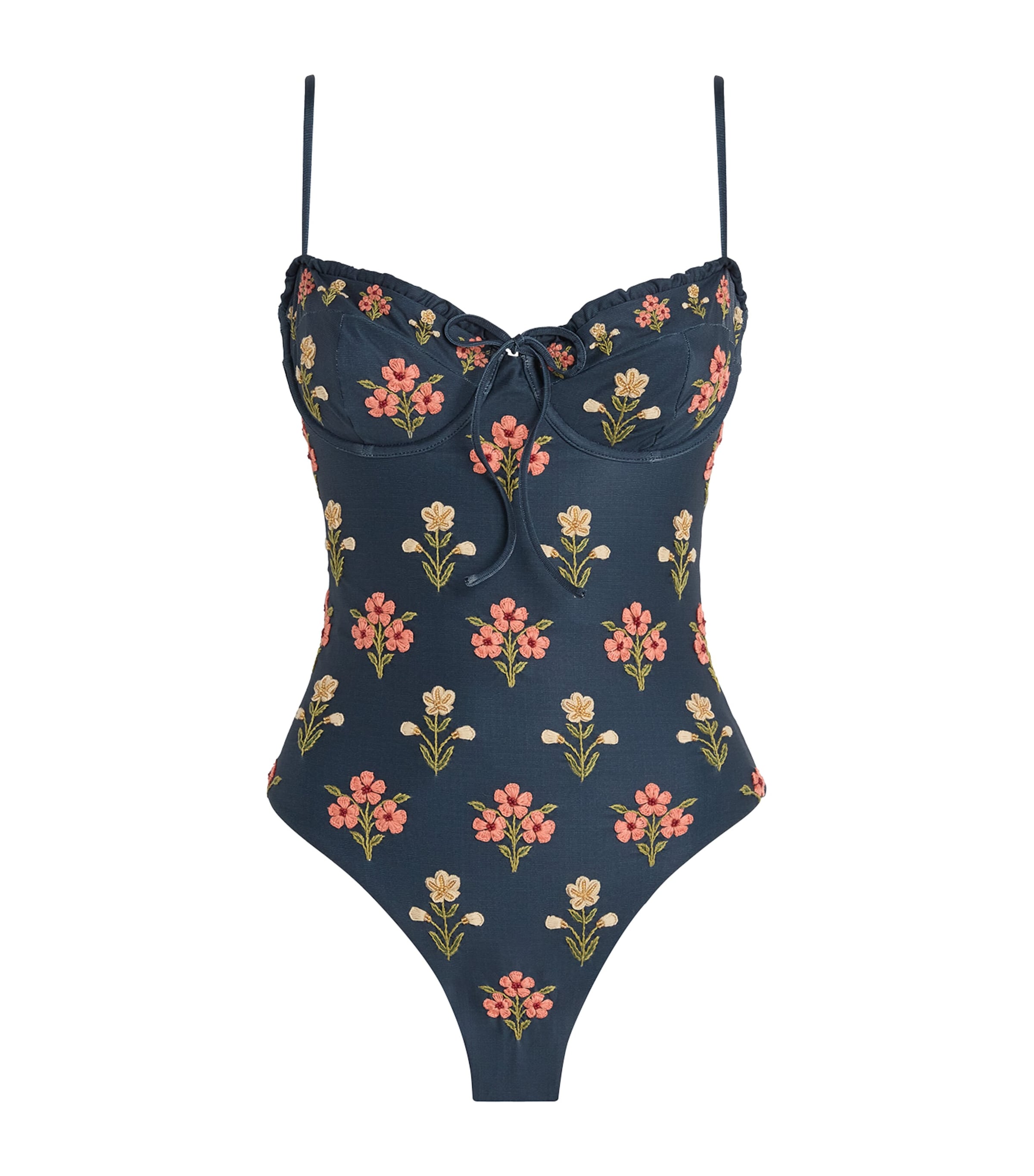Agua By Agua Bendita Womens Embroidered Balconette Ebano Swimsuit