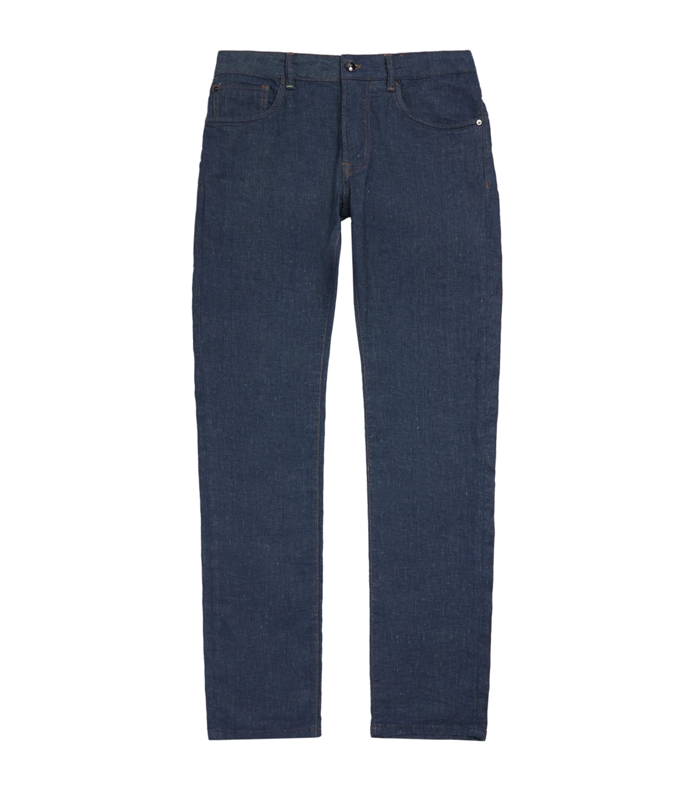 Pal Zileri Mens Cotton-Linen-Blend Straight Jeans Blue