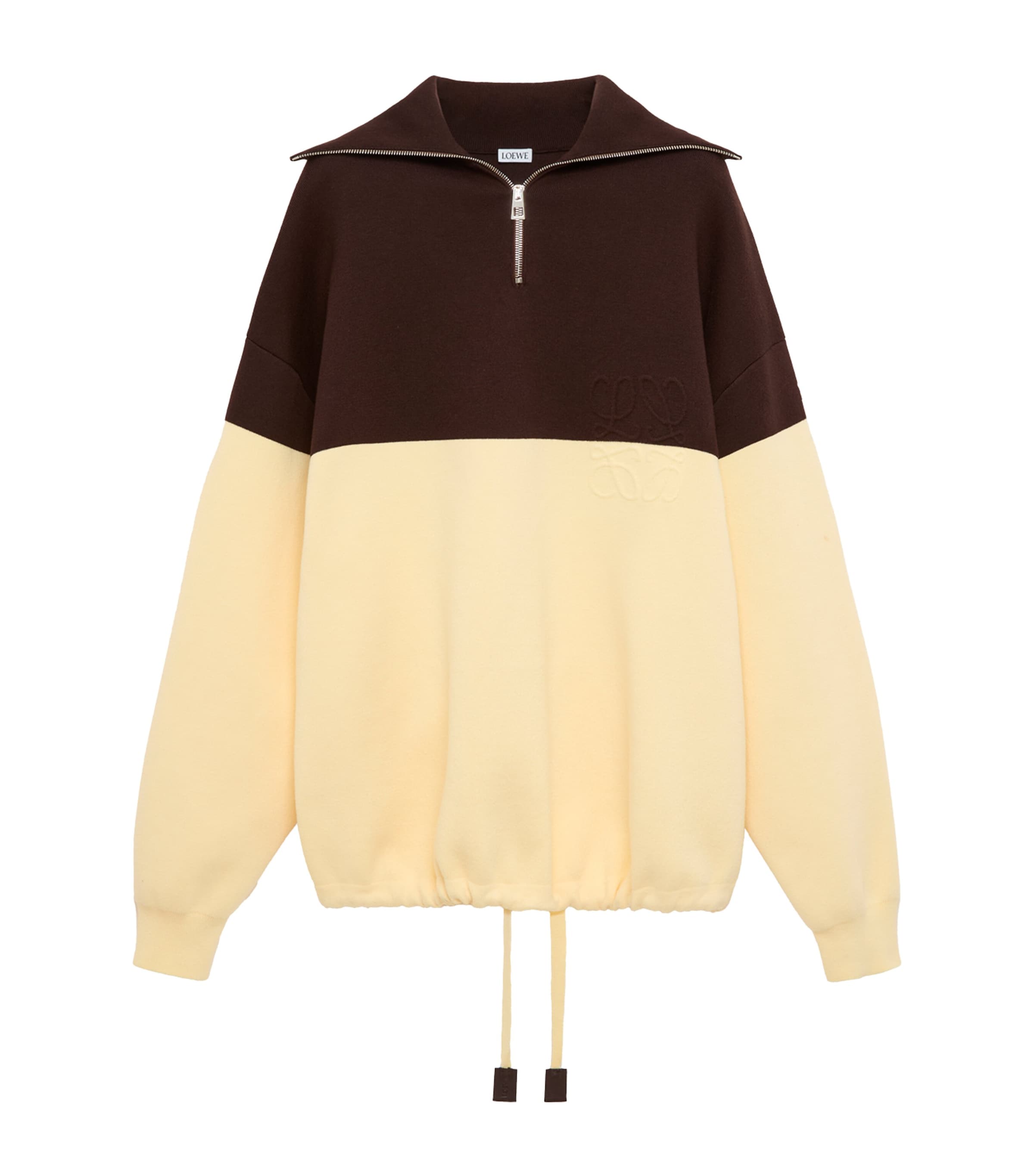 LOEWE Womens Cotton-Blend Quarter-Zip Sweatshirt Brown/yellow