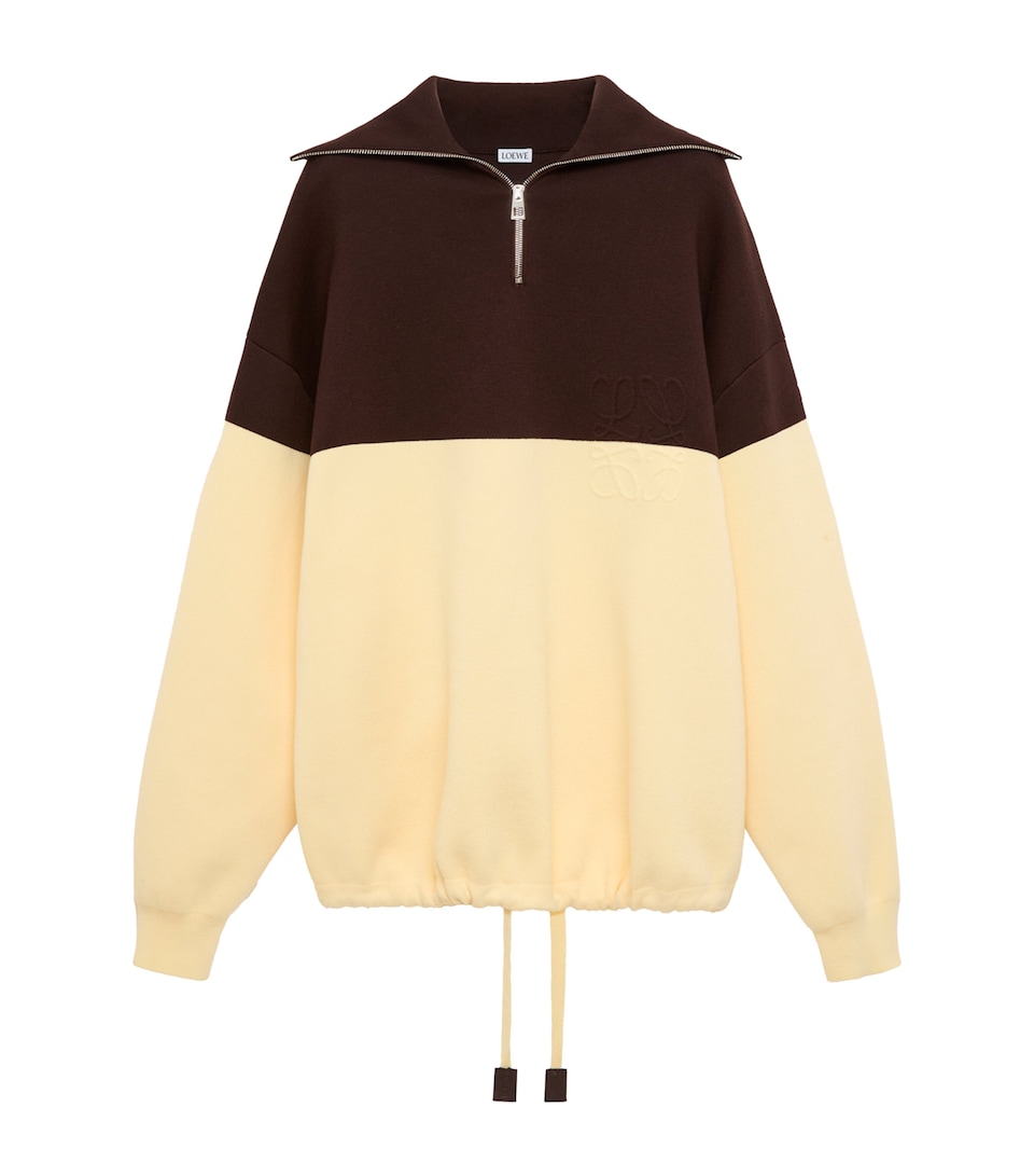 LOEWE Womens Cotton-Blend Quarter-Zip Sweatshirt Brown/yellow