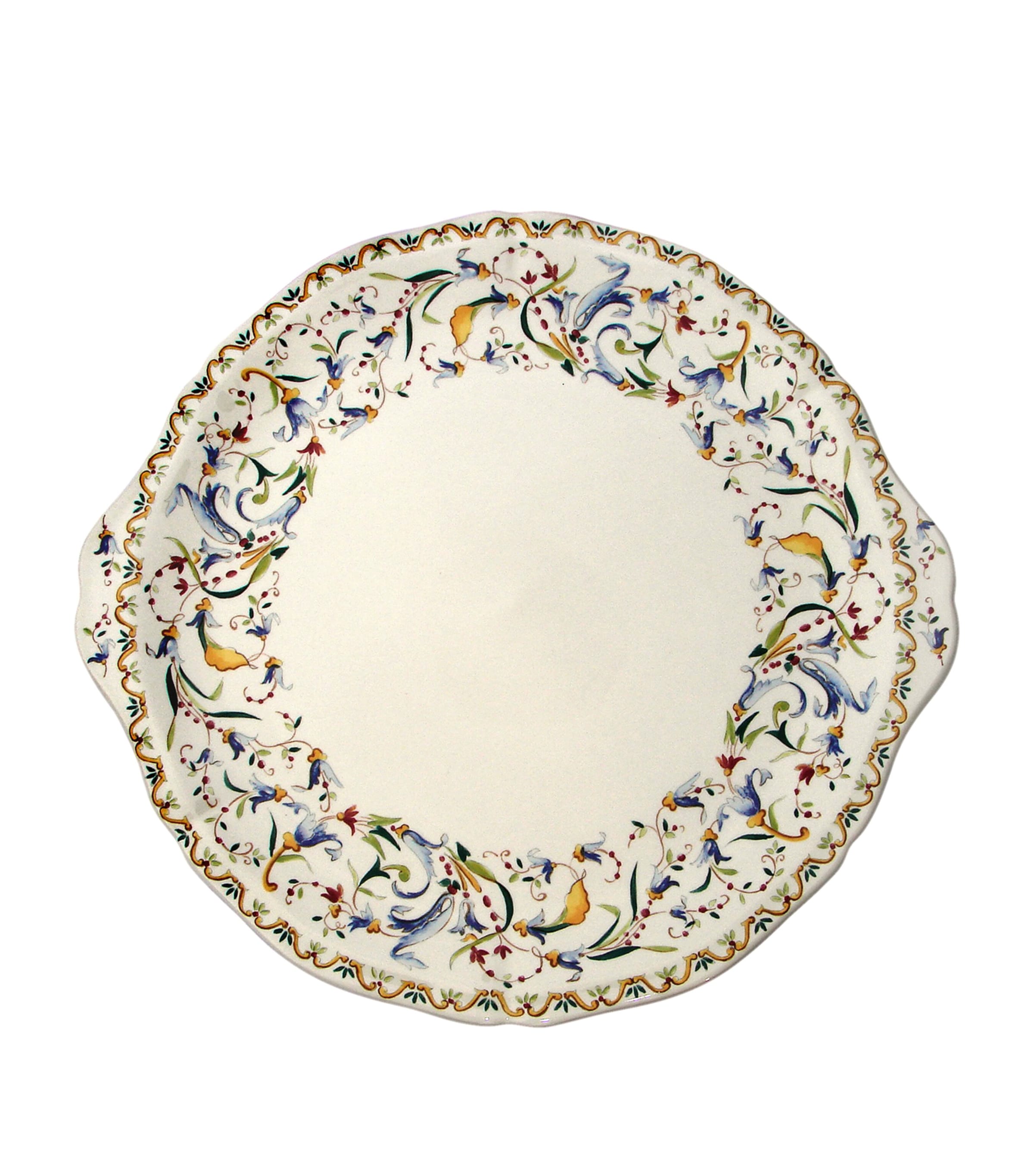 Gien Toscana Cake Platter (33cm) White, Blue, Yellow