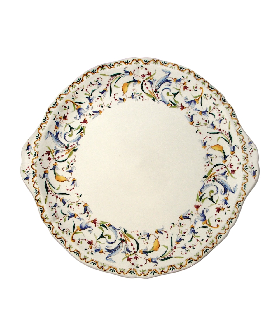Gien Toscana Cake Platter (33cm) White, Blue, Yellow
