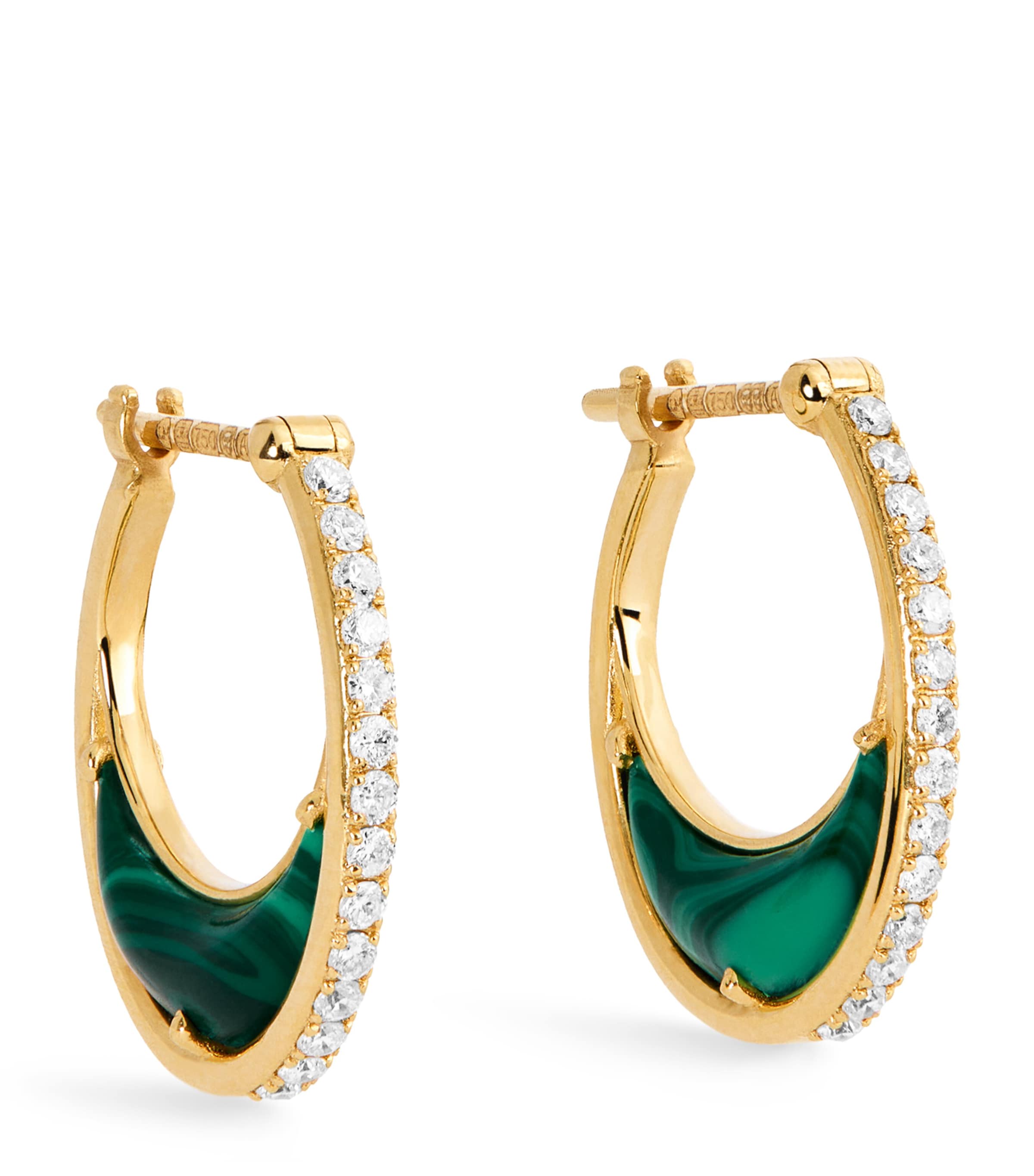 Yellow Gold and Diamond Bloop Moon Lot N*91 Hoop Earrings