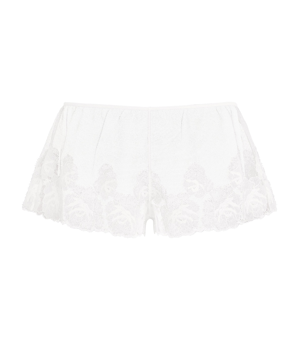 Kiki de Montparnasse Womens Lace Fleurs Veloutées Shorts Ivory
