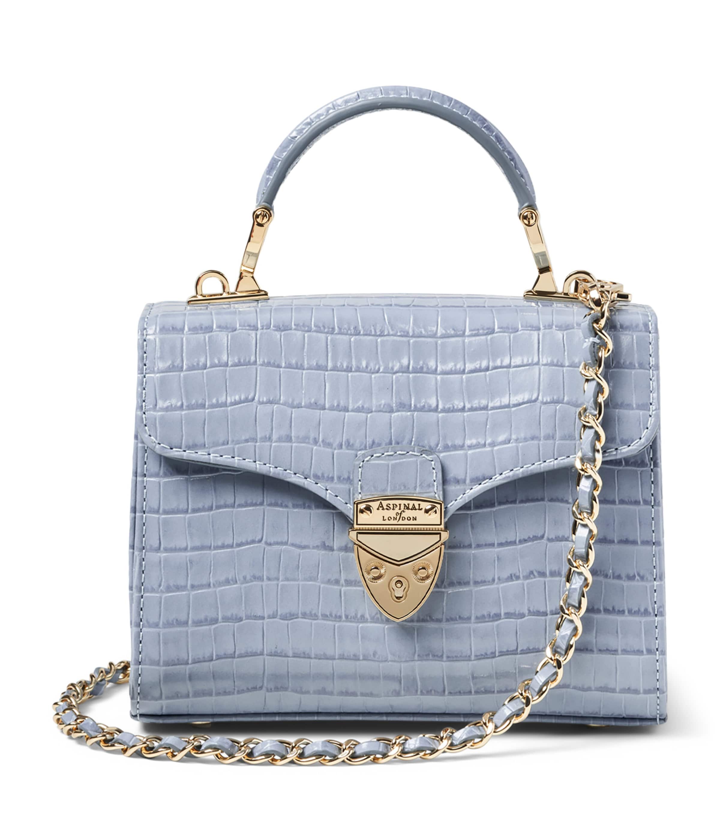 Aspinal Of London Mini Leather Mayfair Top-Handle Bag Skyblue
