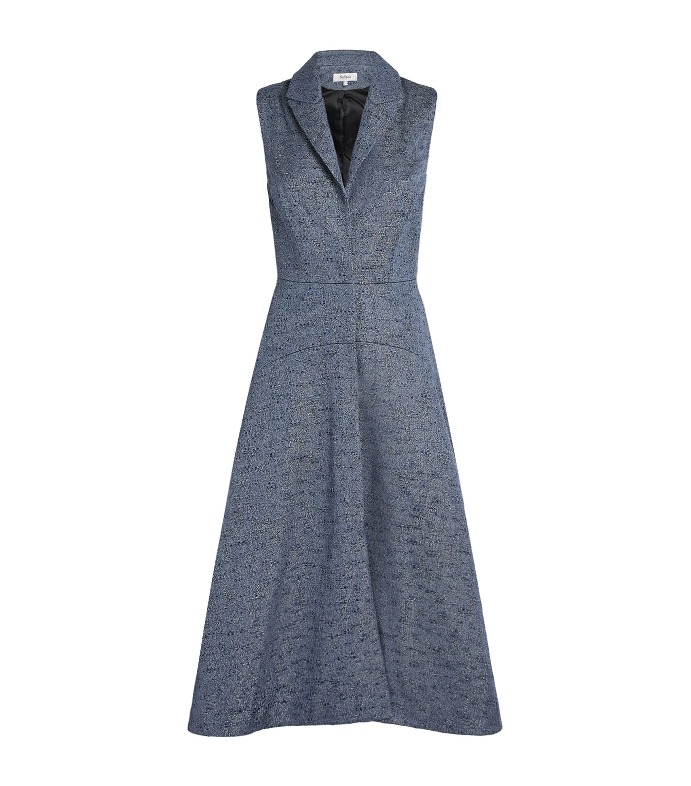 Safiyaa Womens Sleeveless Waistcoat Midi Dress Silver Blue