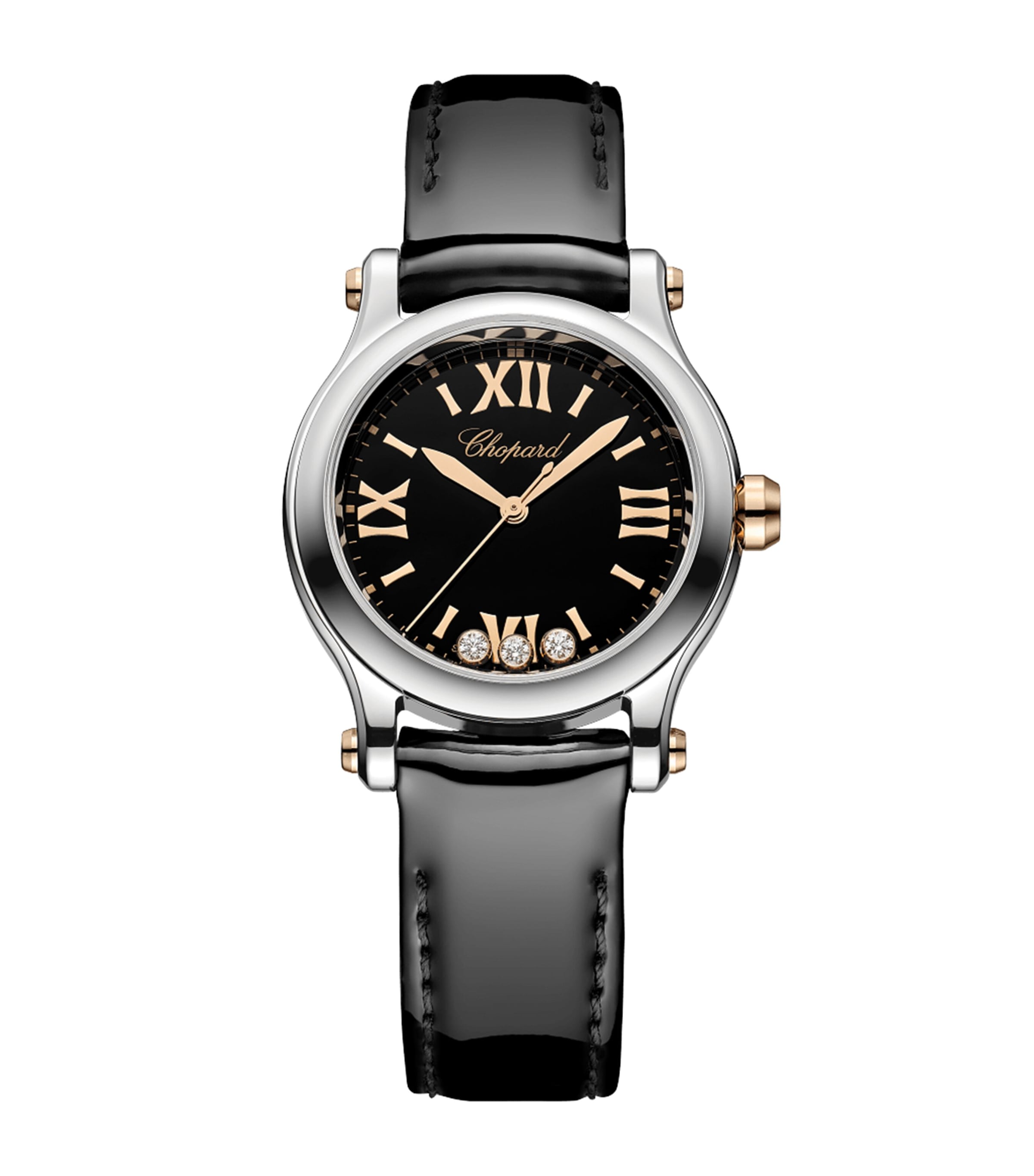 Stainless Steel, Rose Gold and Diamond Happy Sport Watch 30mm