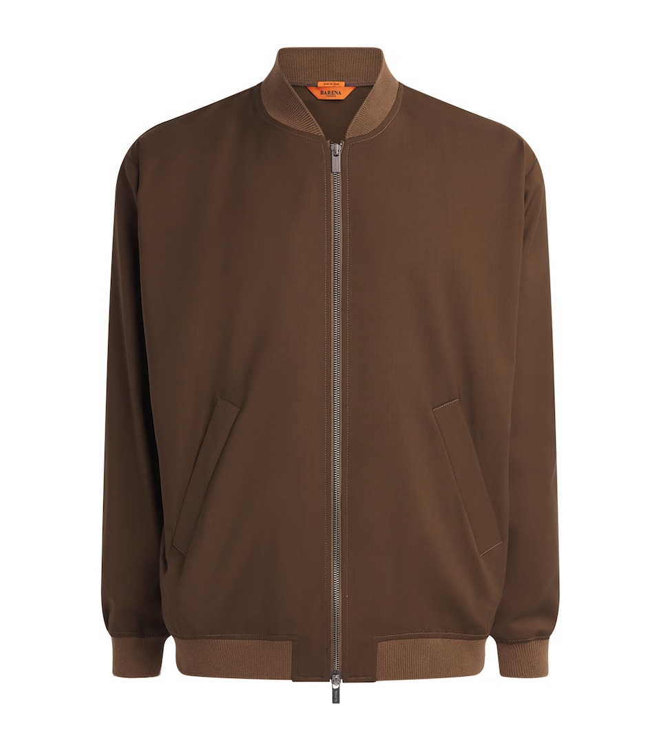 Barena Mens Virgin Wool Bomber Jacket Toffee
