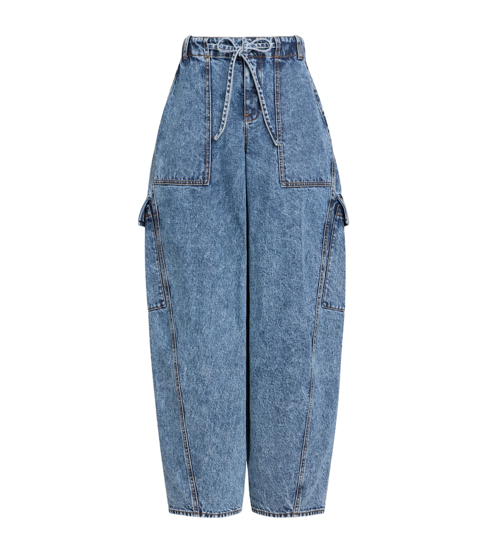Alaïa Womens Denim Cargo Trousers Bleu Neige