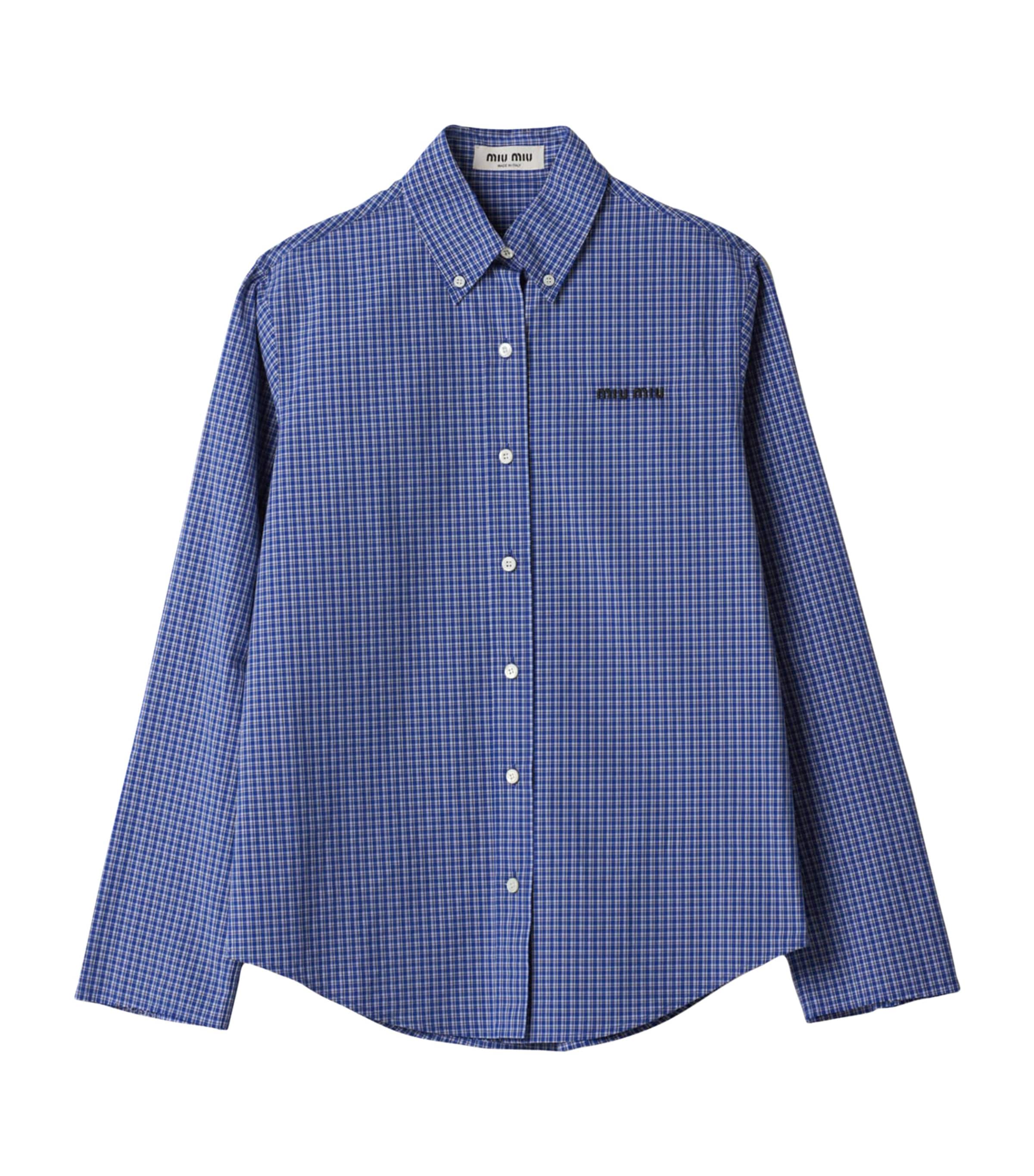 Miu Miu Neutral Cotton Check Shirt | Harrods UK