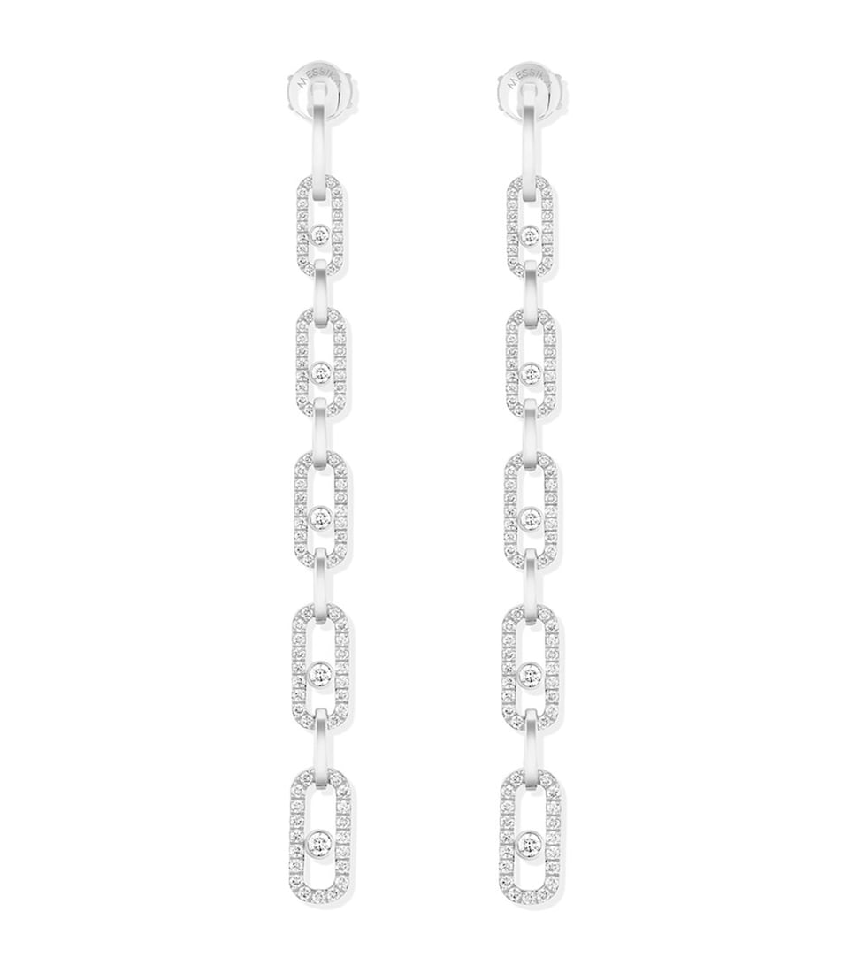 White Gold and Diamond Move Link Earrings