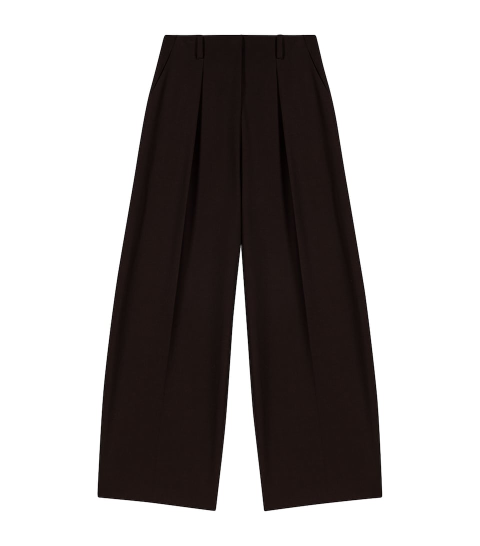 Maje Womens Pleated Wide-Leg Trousers Brown