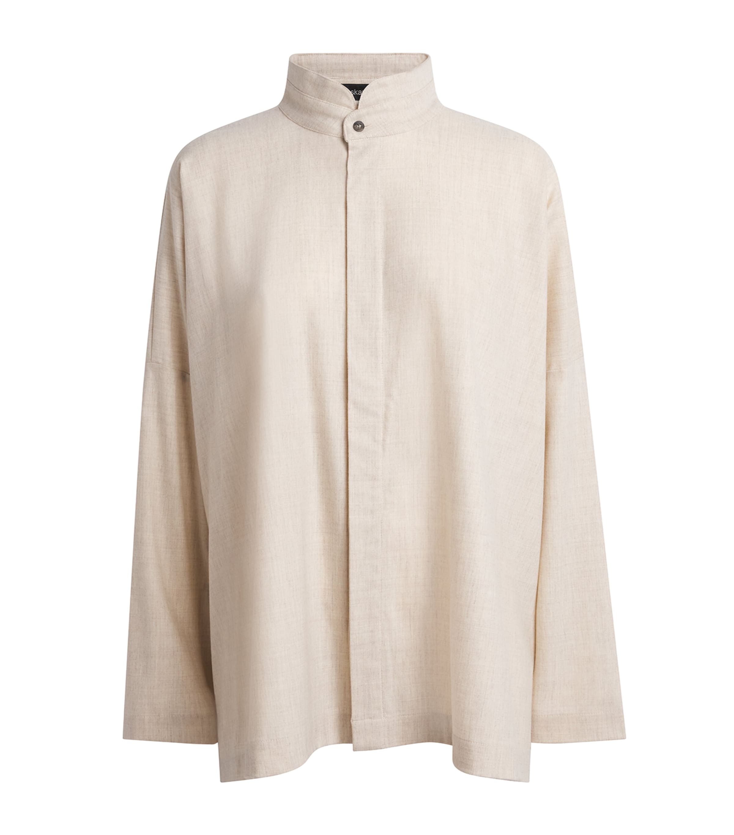 Eskandar Womens Virgin Wool-Cashmere Double Stand-Collar Shirt Undyed