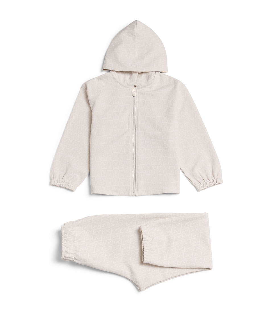 Emporio Armani Kids Logo Hoodie and Sweatpants Set (4-16 Years) White Sand