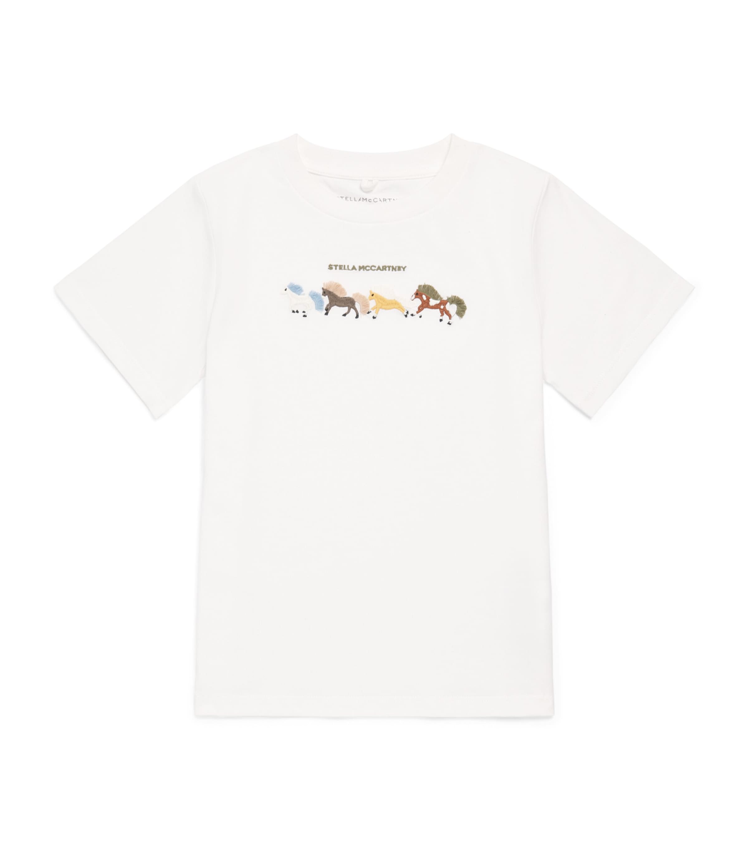 Stella McCartney Kids Cotton Embroidered Horse T-Shirt (2-14 Years) Ivory