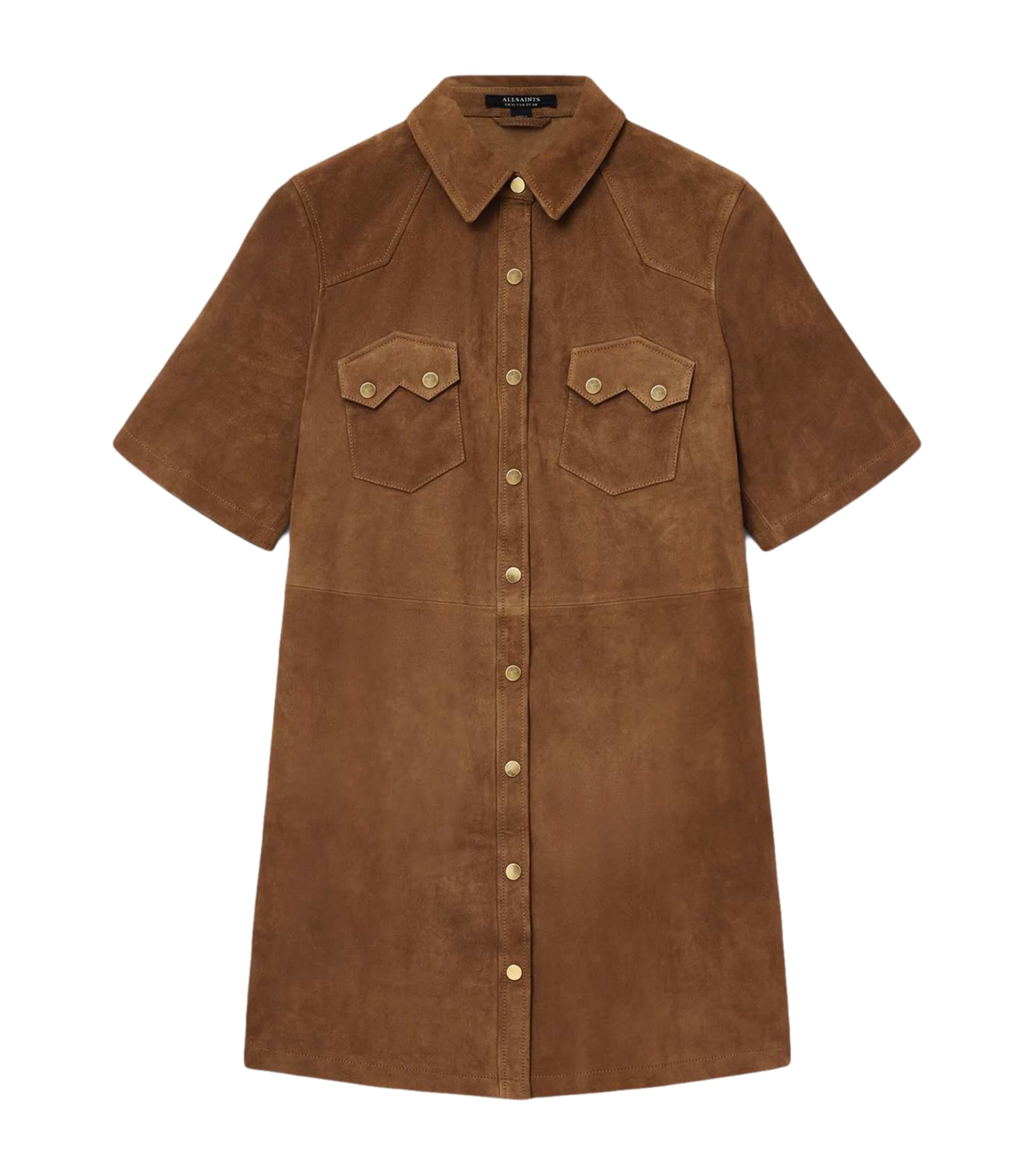 Suede Rock Mini Shirt Dress