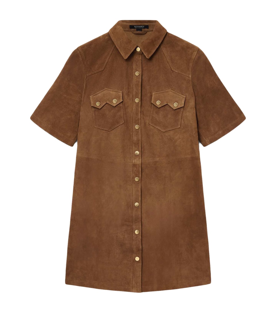 Suede Rock Mini Shirt Dress