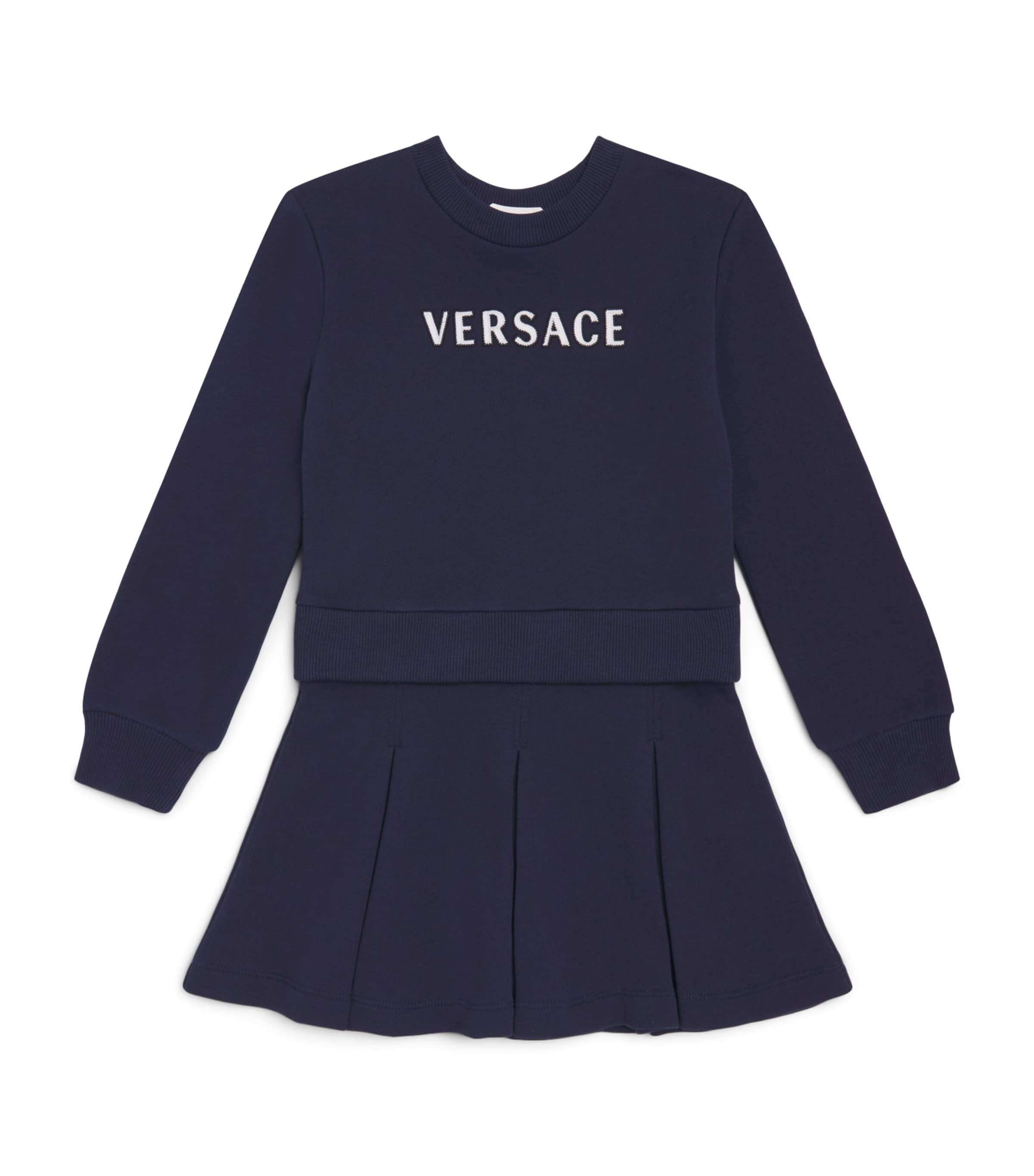 Versace Kids Cotton Logo Dress (4-14 Years)