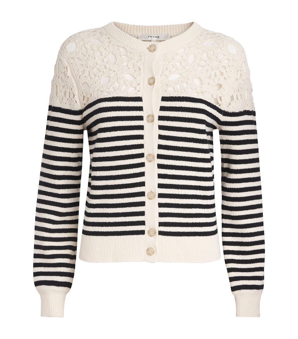 FRAME Womens The Coastal Striped Cardigan Cream Multi