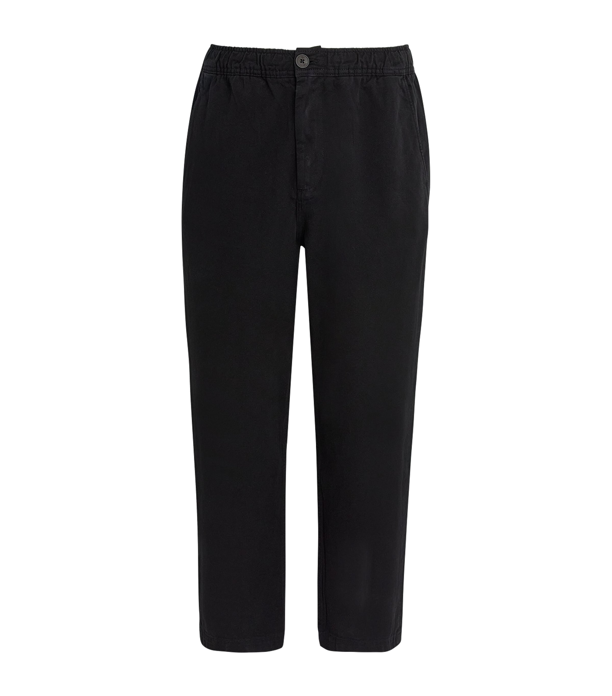 Wax London Mens Organic Cotton Wide-Leg Trousers Black