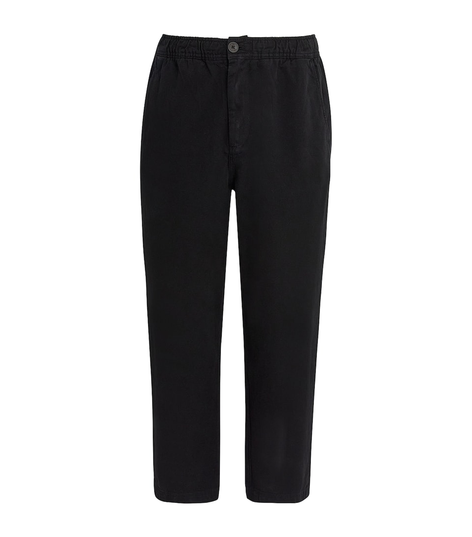 Wax London Mens Organic Cotton Wide-Leg Trousers Black