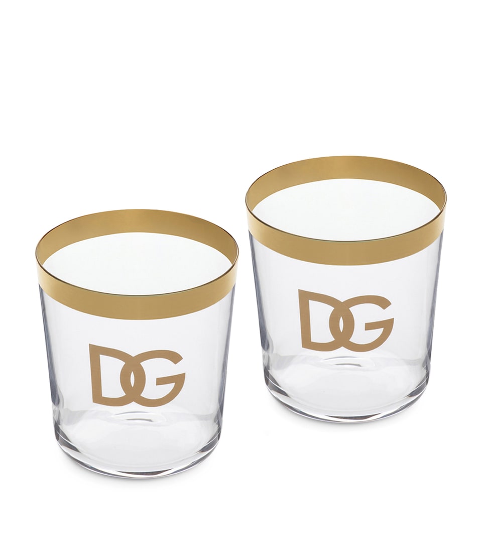 Dolce&Gabbana Casa DG Millennials Logo Tumblers (Set of 2) Oro/trasparent