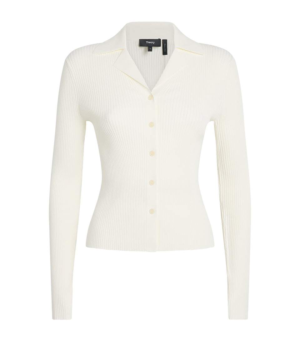 Theory Womens Ribbed Polo Cardigan Warm Ivory