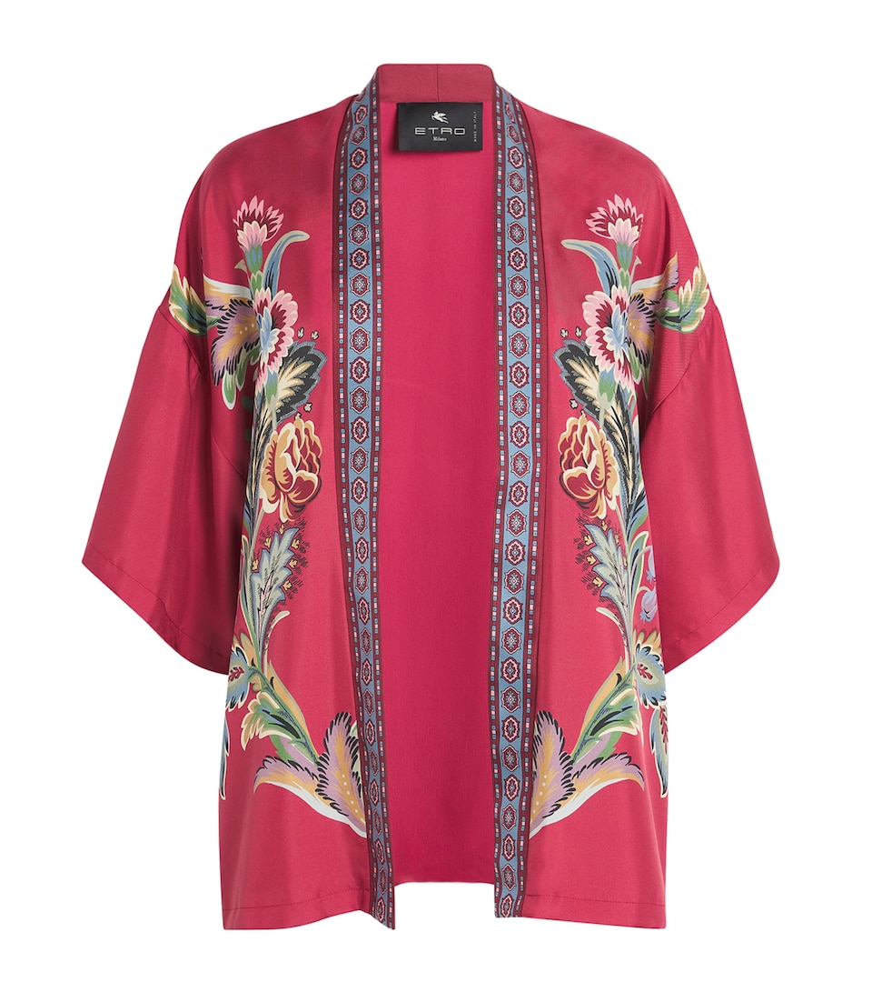 Silk Floral Print Short Robe