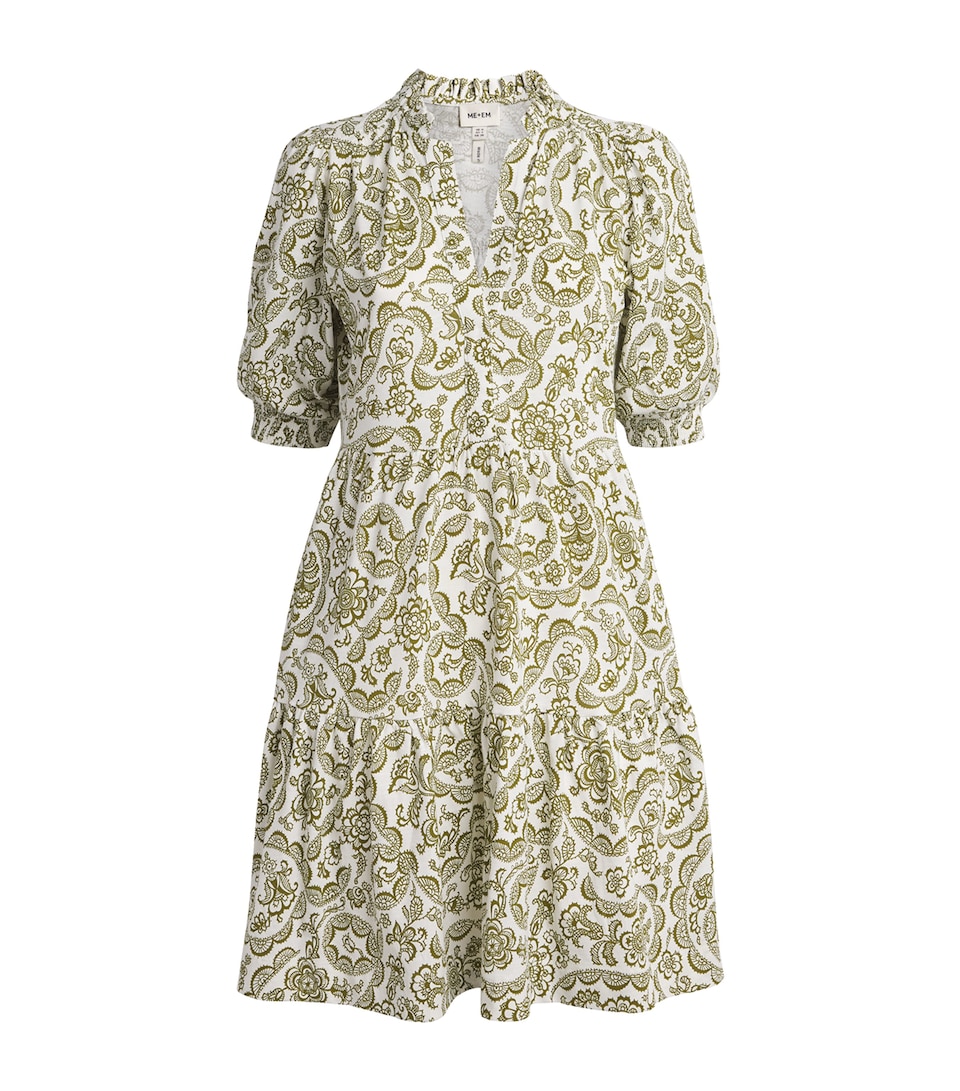 ME+EM Womens Floral Tiered Mini Dress Green Multi