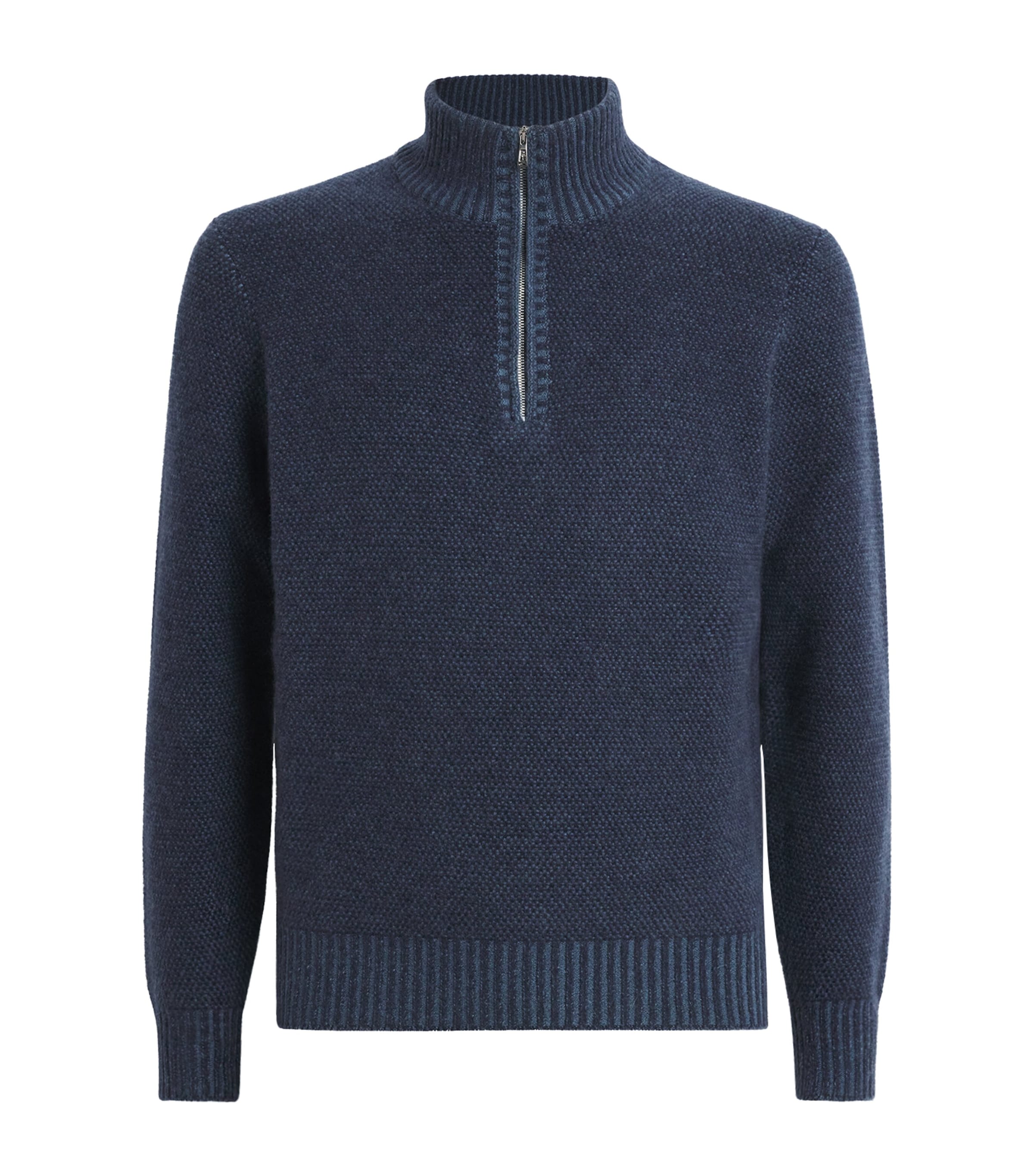 Fioroni Cashmere Mens Cashmere Quarter-Zip Sweater Navy