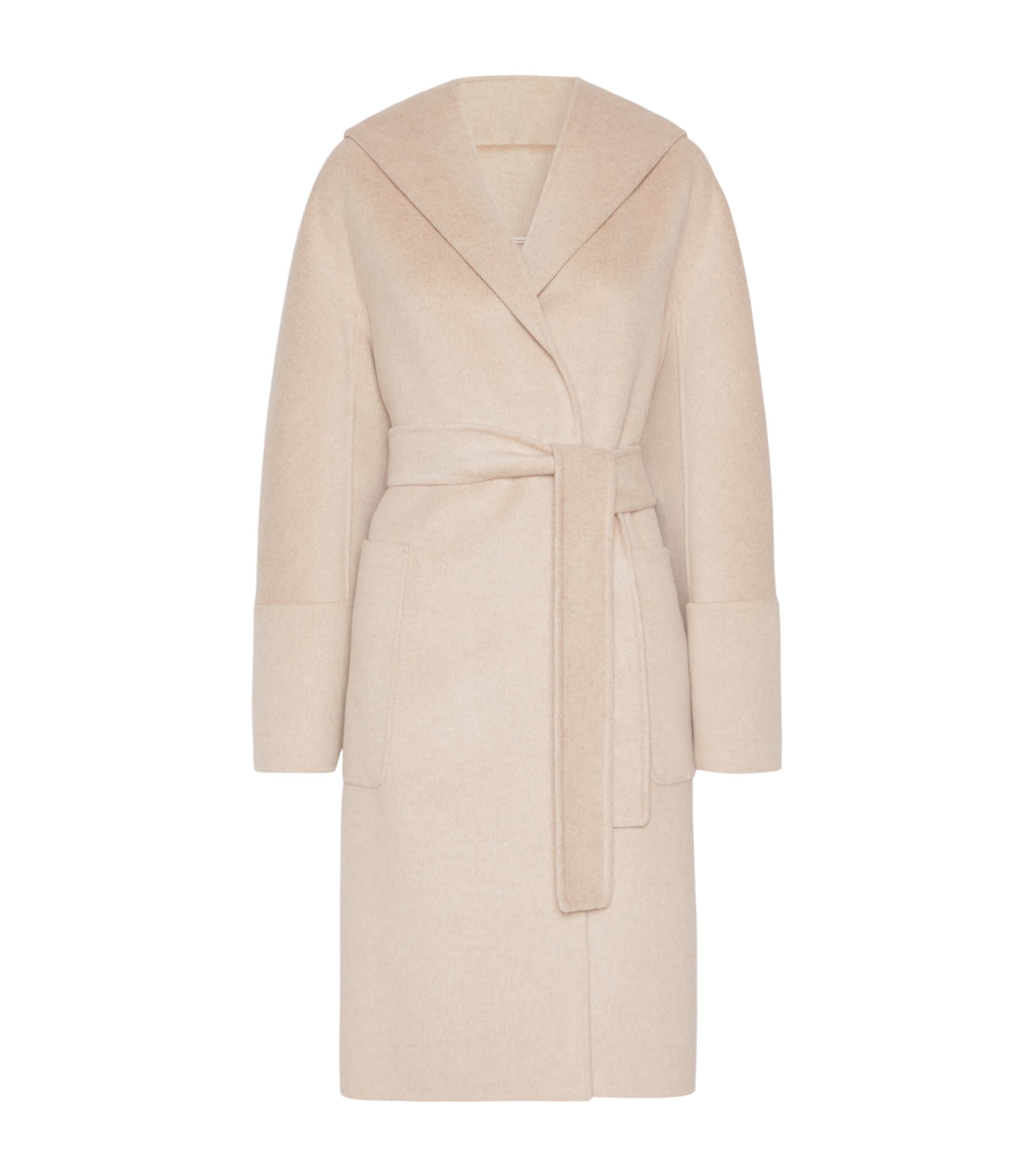 Max Mara Womens Wool-Cashmere Wrap Coat Beige