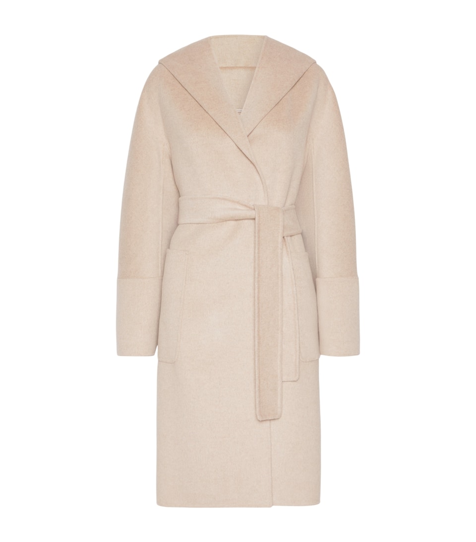 Max Mara Womens Wool-Cashmere Wrap Coat Beige