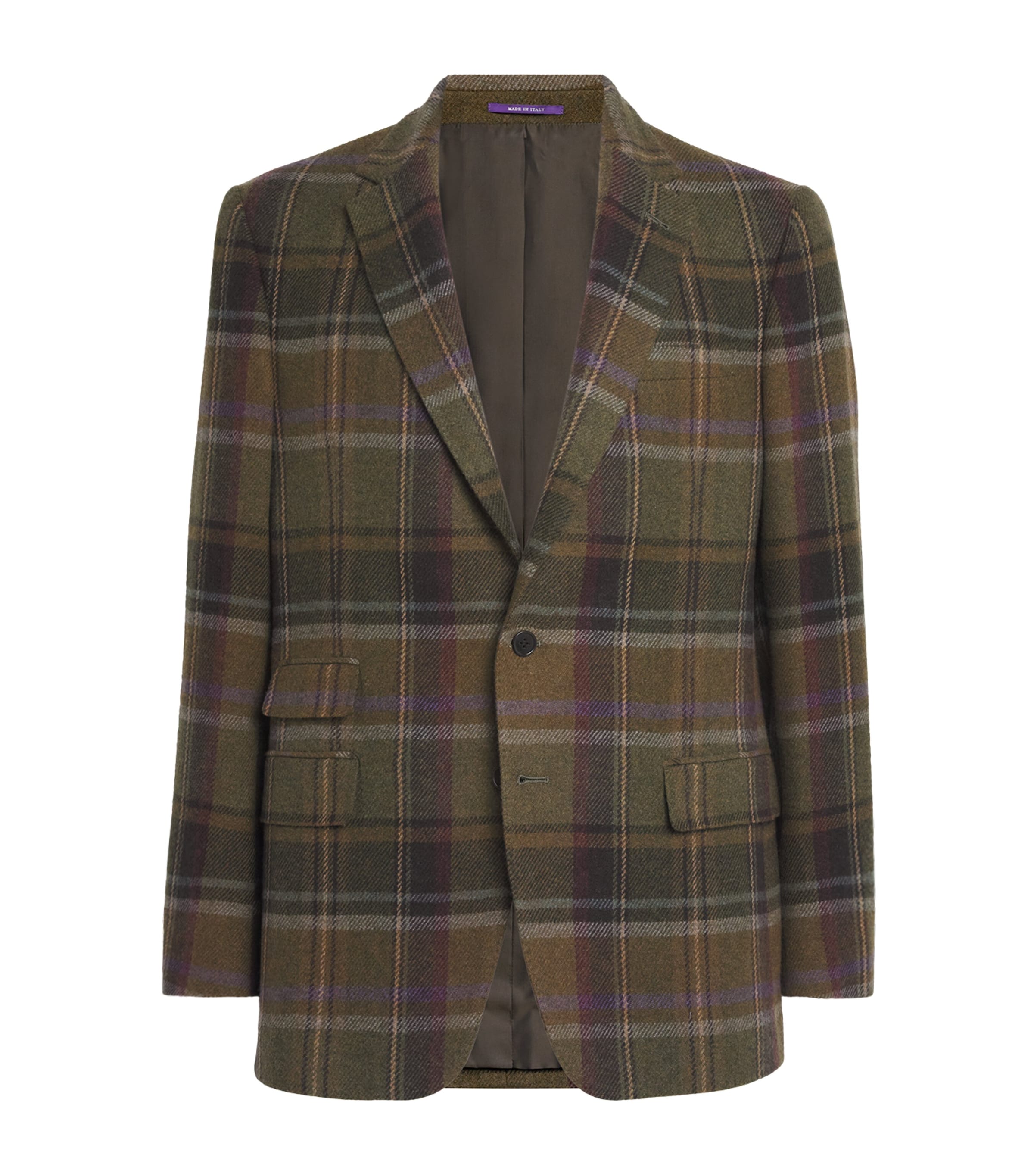 Wool-Cashmere Plaid Kent Blazer