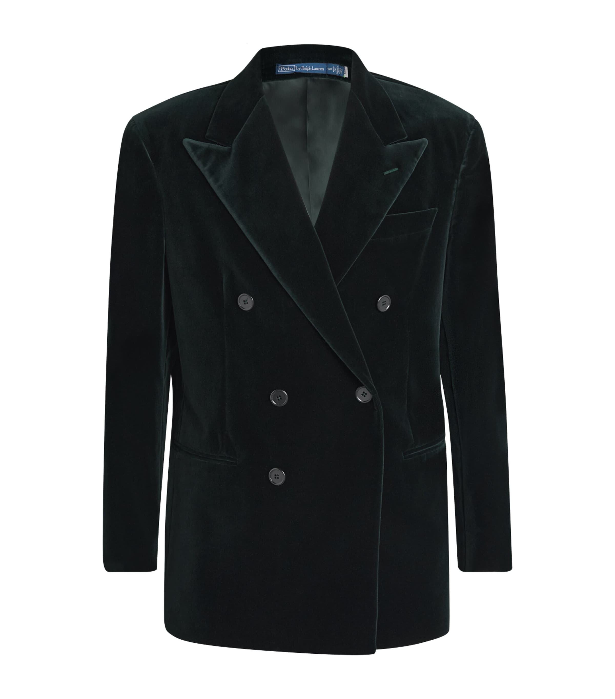 Polo Ralph Lauren Mens Cotton Velvet Double-Breasted Polo Blazer Dark Racing Green