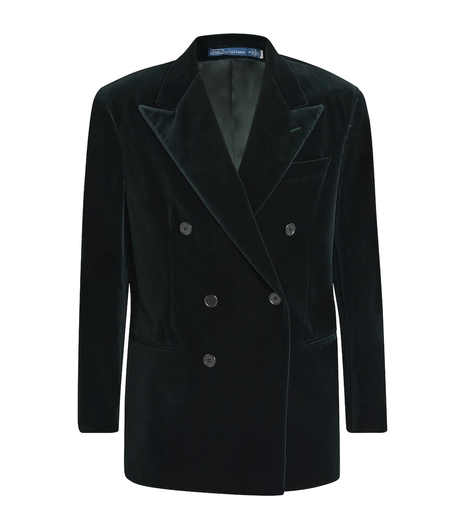 Polo Ralph Lauren Mens Cotton Velvet Double-Breasted Polo Blazer Dark Racing Green