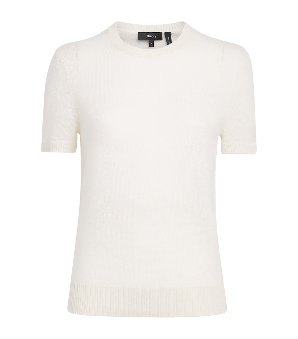 Theory Womens Cashmere T-Shirt Sweater Ivory