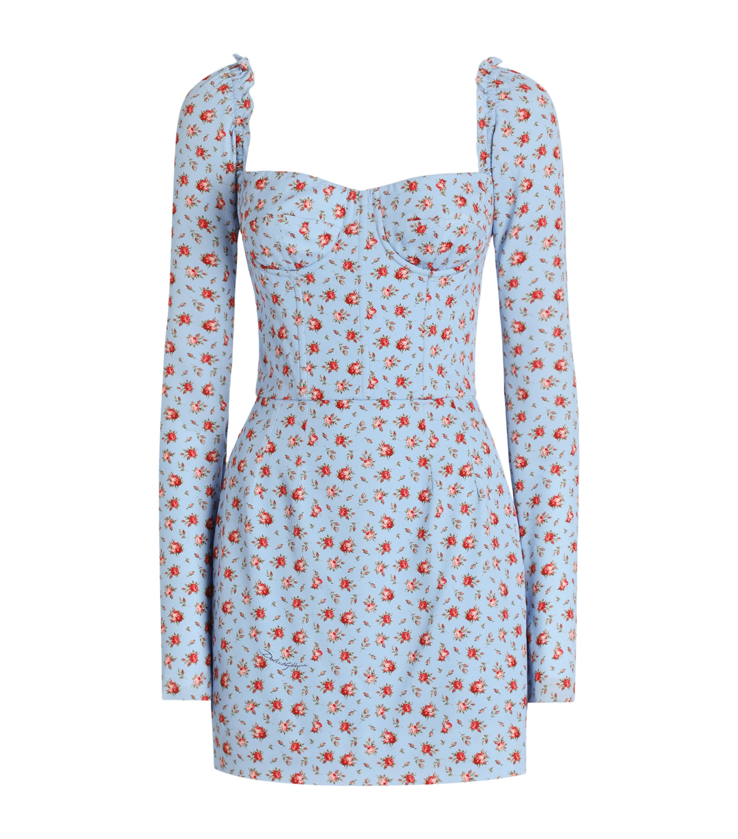 Dolce&Gabbana Womens Silk-Blend Floral Mini Dress Rose